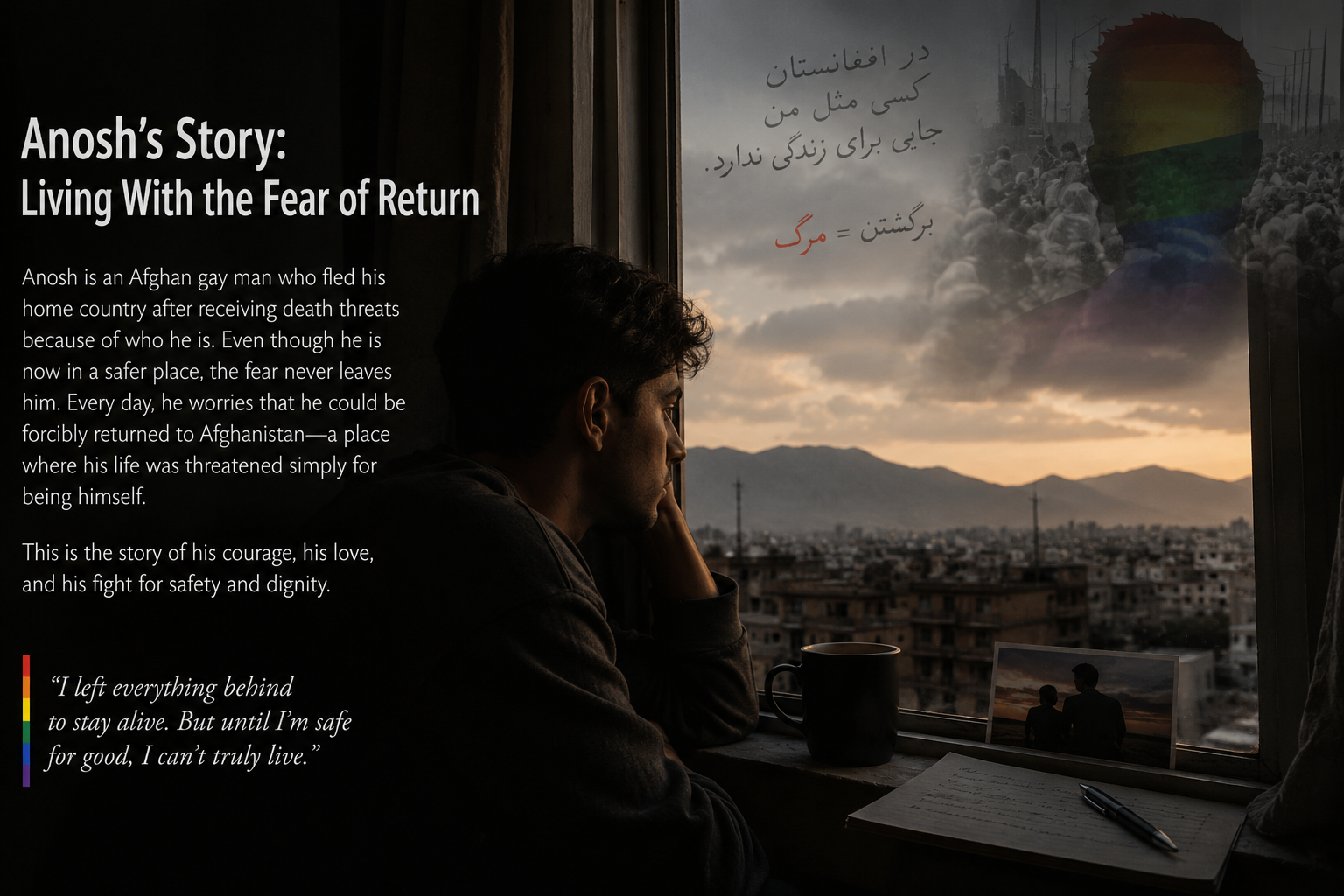 Illustration for Anosh’s story about displacement and fear of forced return